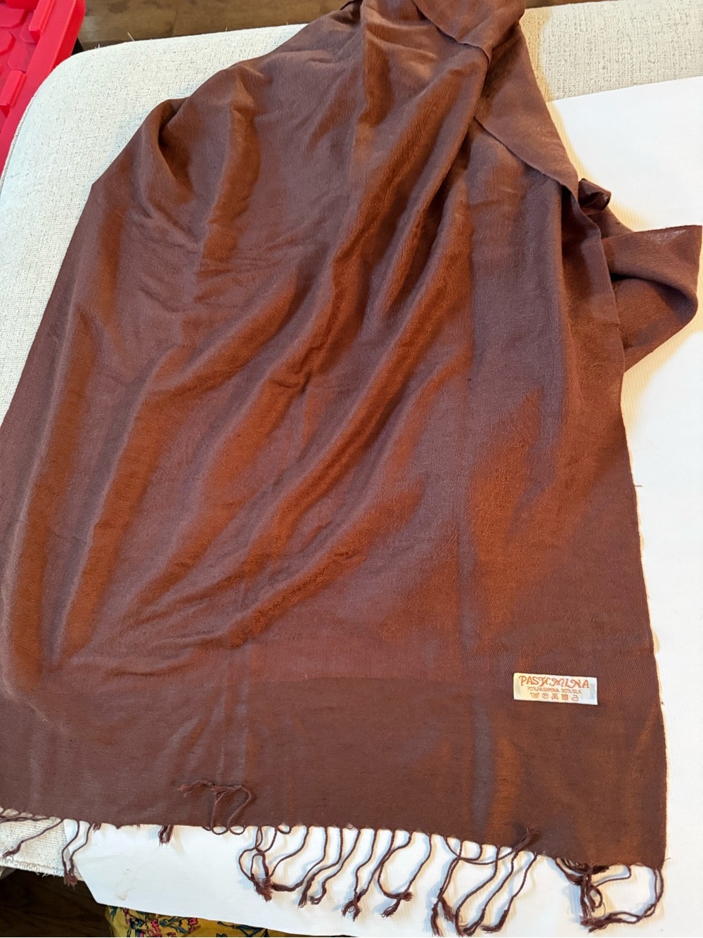 Silk Blend Brown Solid Brown Pashmina Scarf Shawl Wrap